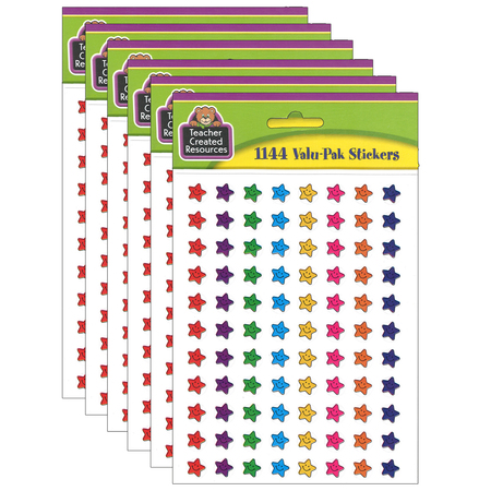 TEACHER CREATED RESOURCES Mini Smiley Stars Valu-Pak Stickers, 1144 Per Pack, PK6 5141